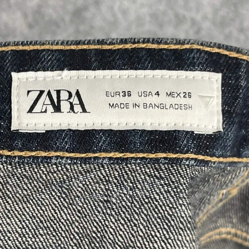 Zara Banana Leg Fit Jeans Womens‎ 4 Dark Wash Mid Rise Baggy Skater Grunge NEW